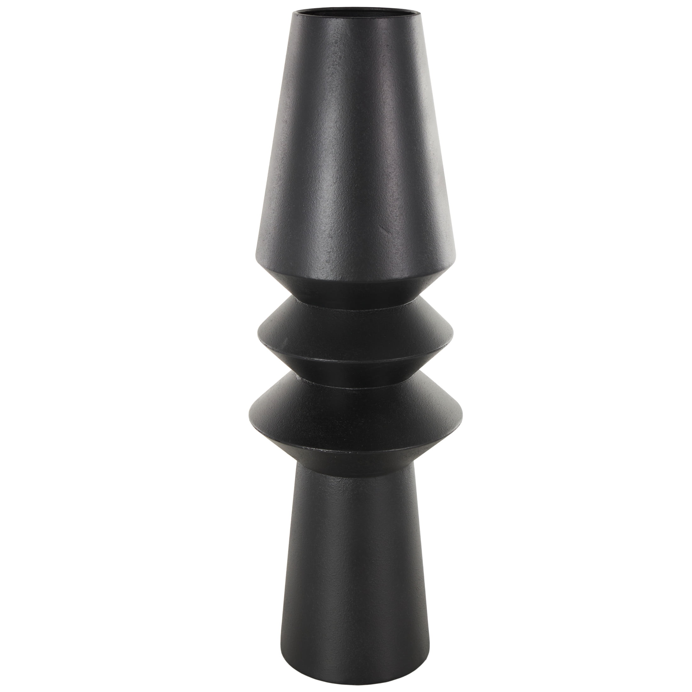 DecMode 24" Art Deco Fluted Black Metal Vase