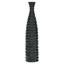 DecMode 24" Black Ceramic Vase with Ripple Texture