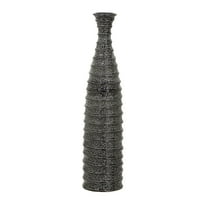 DecMode 24" Black Ceramic Vase with Ripple Texture