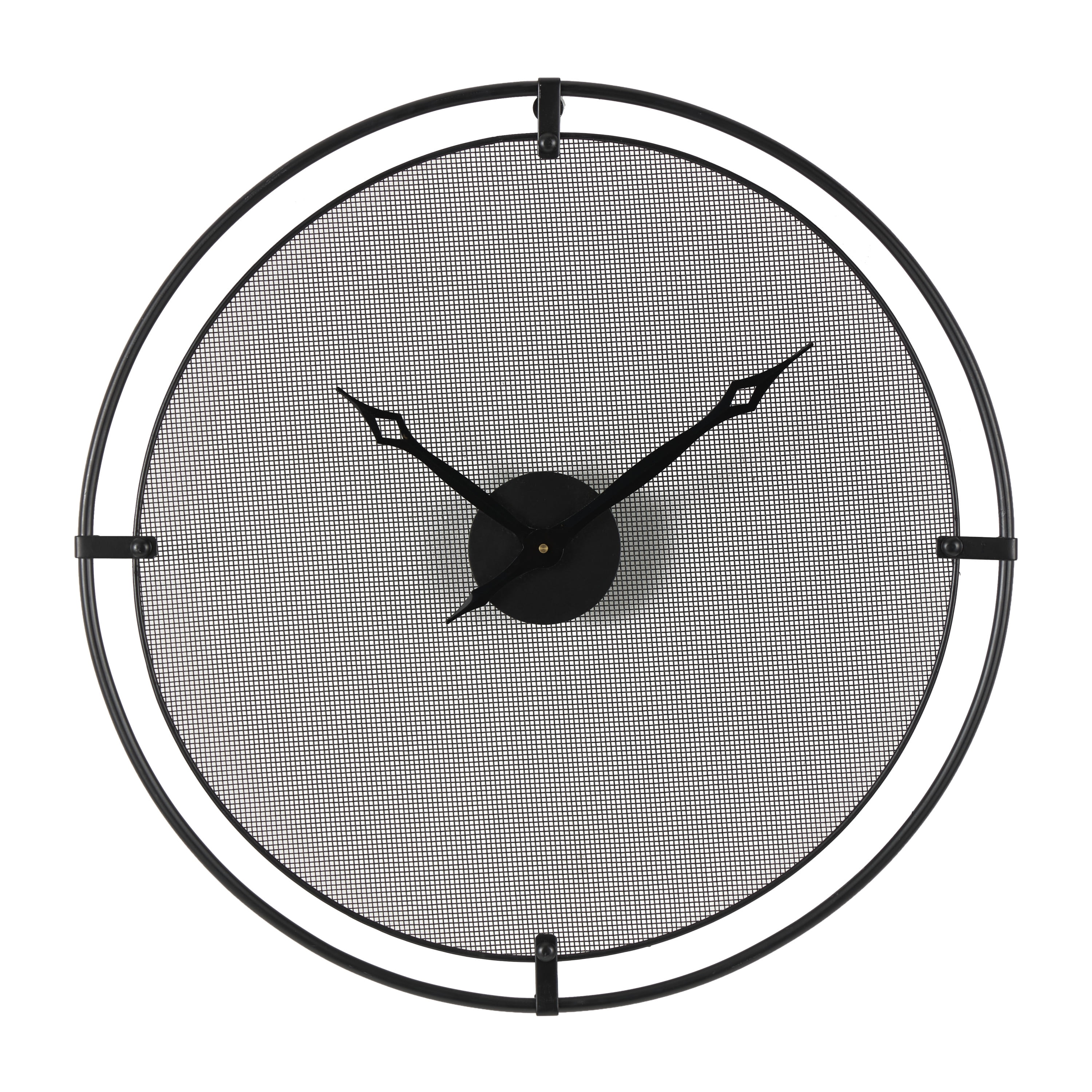 DecMode 24" Black Metal Minimalistic Wall Clock with Mesh Backing