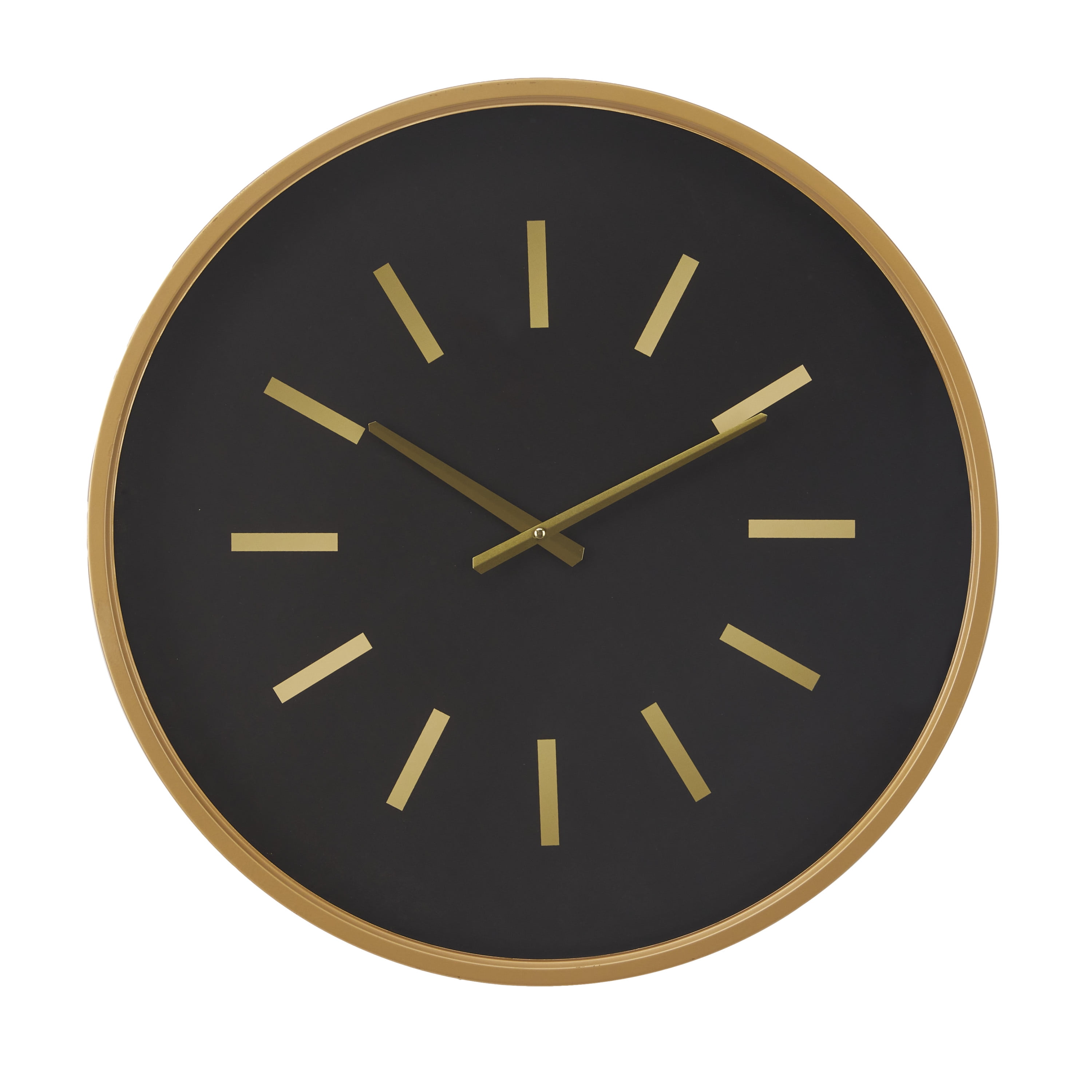DecMode 24" Black Metal Wall Clock with Gold Accents