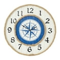 thumbnail image 1 of DecMode 24" Blue Wood Compass Wall Clock with Rope Accents, 1 of 7