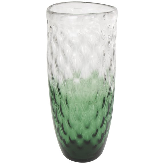 DecMode 24" Handmade Ombre Green Glass Vase