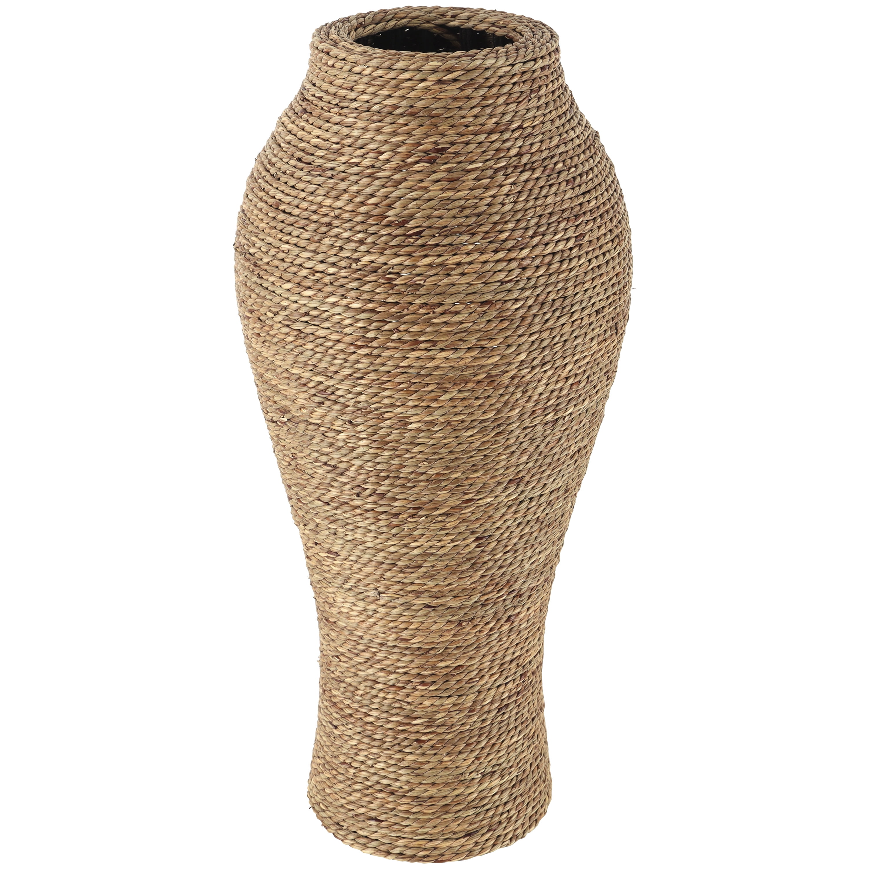 Handmade Tall Brown Seagrass Vase with Felt Stoppers