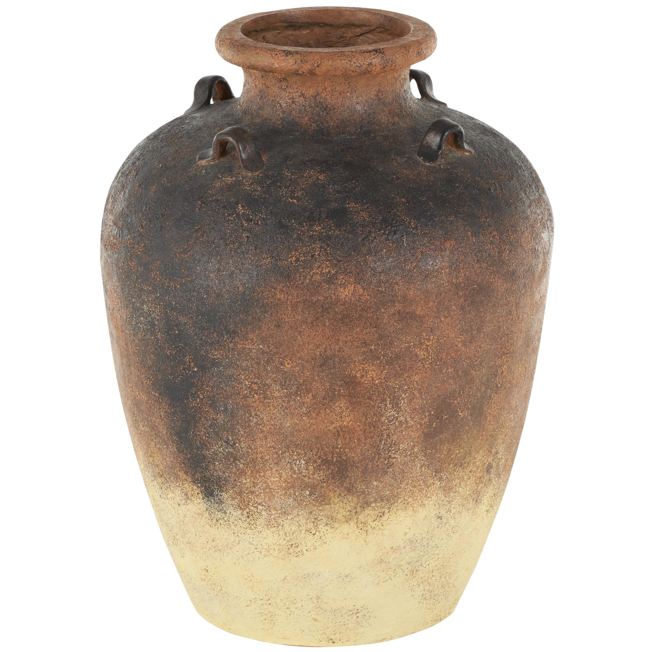 DecMode 24" Textured Ombre Antique Amphora Copper Magnesium Oxide Vase