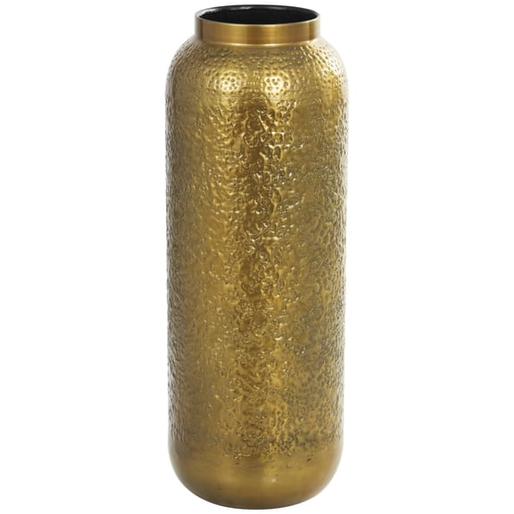 DecMode 24" Textured Hammered Gold Metal Vase