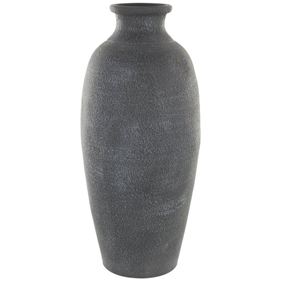 DecMode 24" Textured Whitewashed Black Ceramic Vase