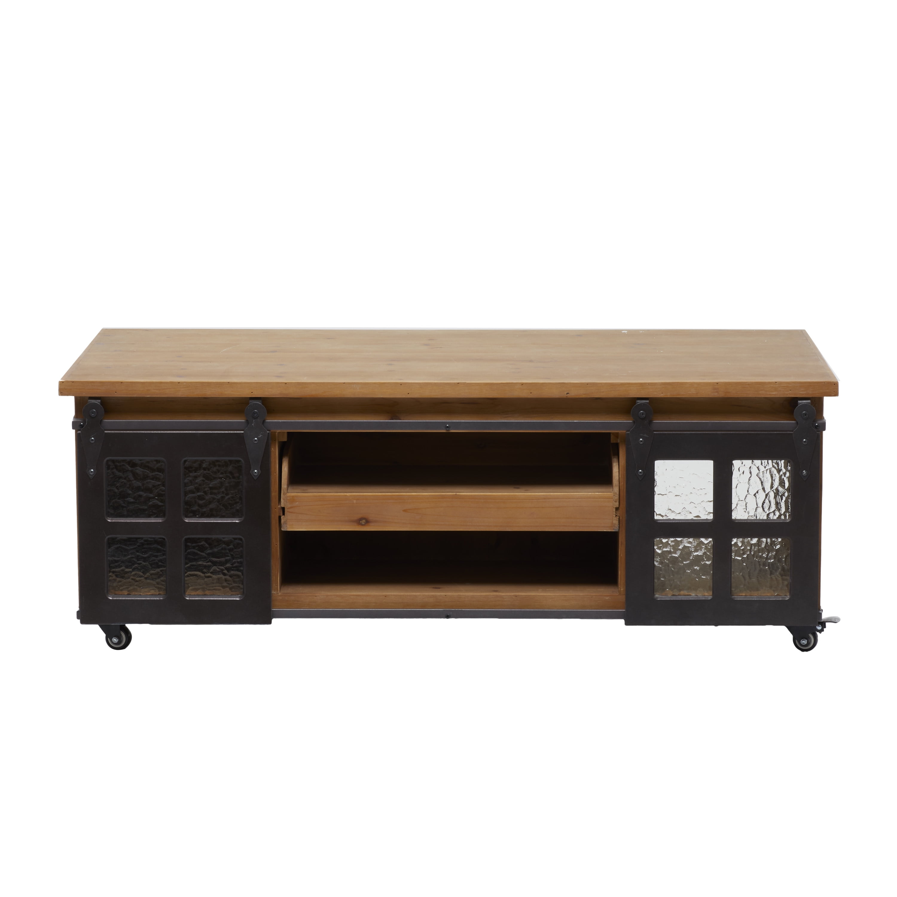 DecMode 24"W, 17"H Wood Industrial Coffee Table, Brown, 1-Piece