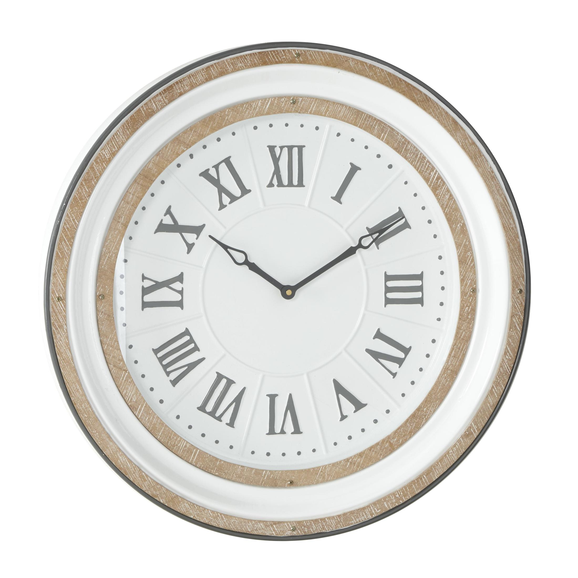 DecMode 24" White Metal Wall Clock
