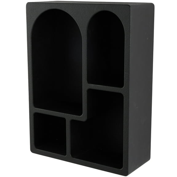 DecMode 24" x 10" 4-Tier Black Geometric Wall Shelf with Arched Block Shapes