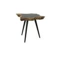 thumbnail image 1 of DecMode 24" x 19" Brown Wood Handmade Live Edge Top Accent Table with Black Metal Tripod Legs, 1-Piece, 1 of 9