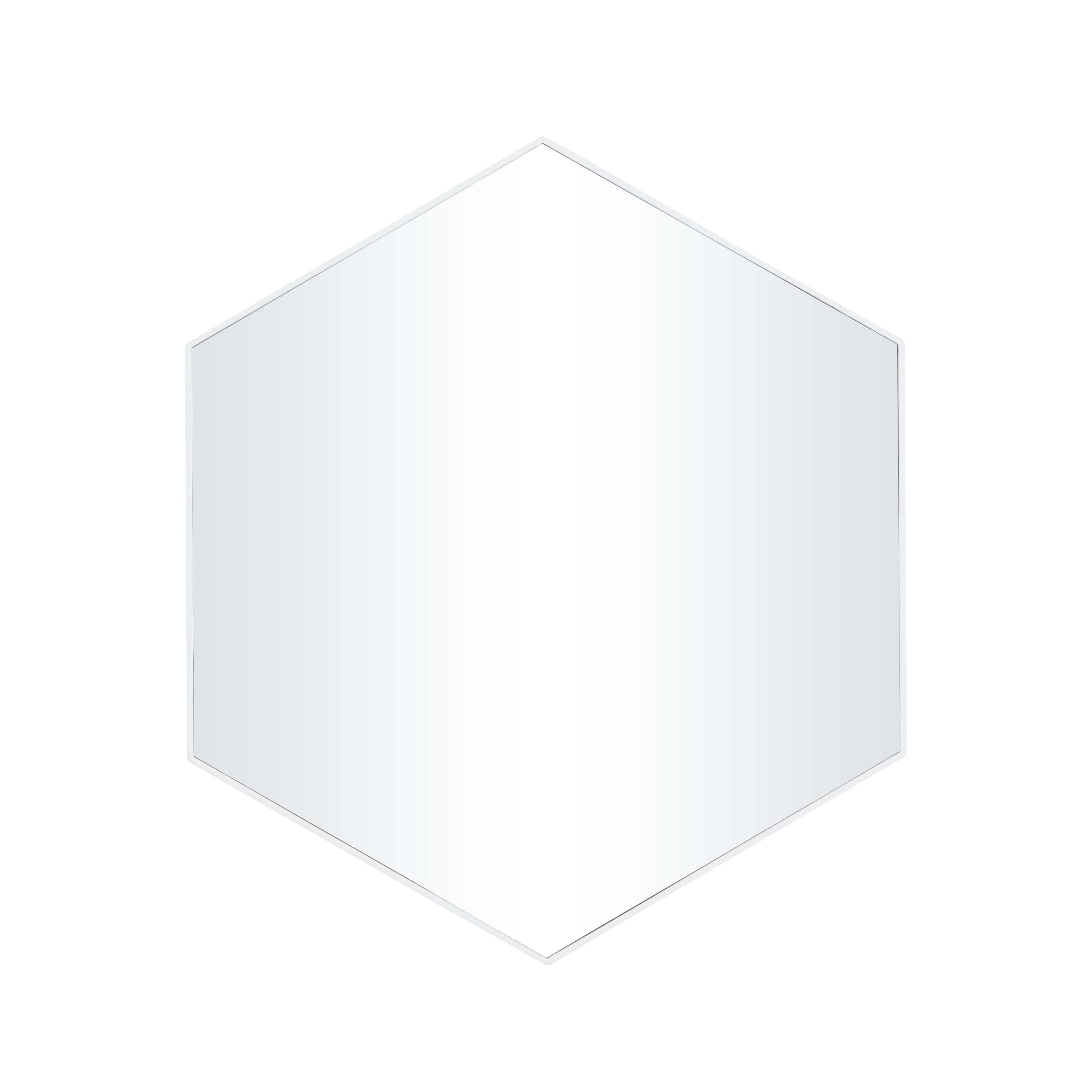 DecMode 24" x 21" White Hexagon Wall Mirror with Thin Minimalistic Frame