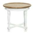 thumbnail image 1 of DecMode 24" x 22" White Wood Accent Table with Brown Wood Top, 1-Piece, 1 of 8