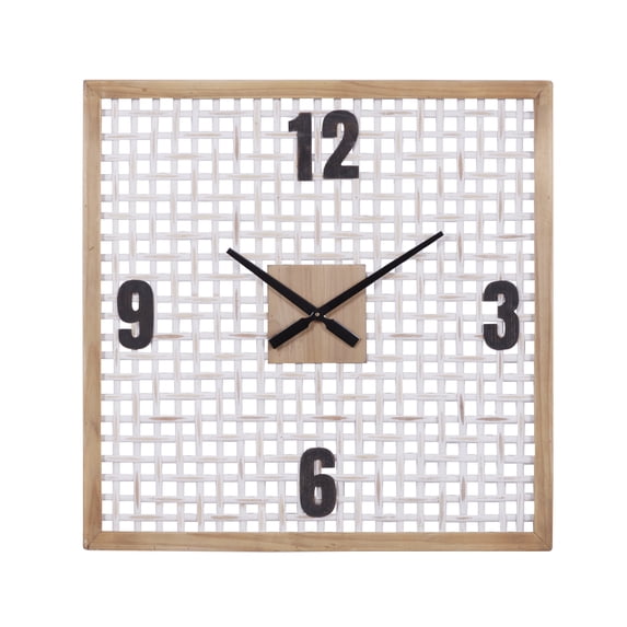 DecMode 24 x 24 In. White Wood Farmhouse Wall Clock