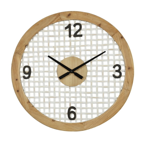 DecMode 24 x 24 In. White Wood Farmhouse Wall Clock