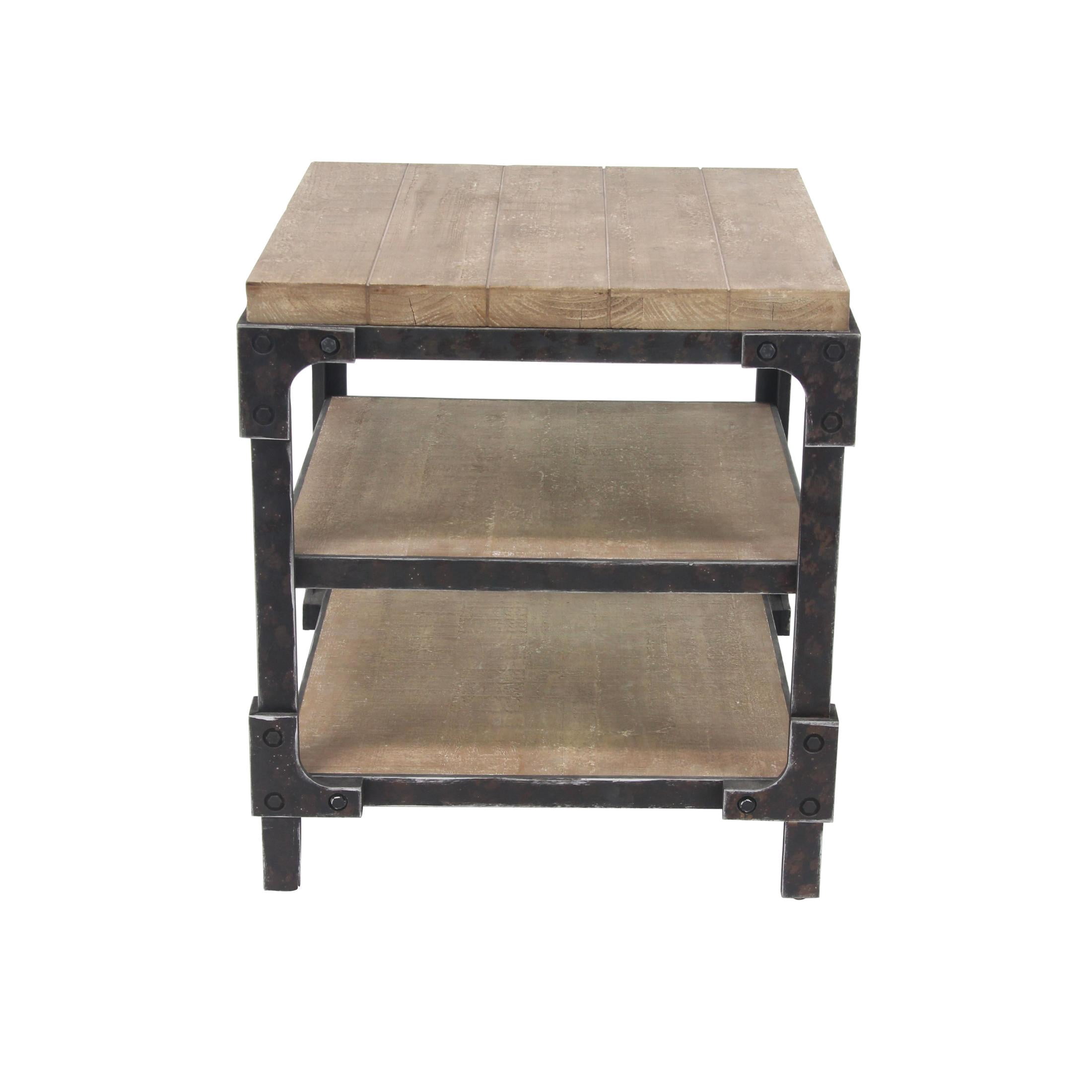 DecMode 24" x 26" Brown Wood 2 Shelf Accent Table, 1-Piece