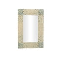 thumbnail image 1 of DecMode 24" x 36" Cream Handmade Mosaic Wall Mirror with Blue Corners, 1 of 15