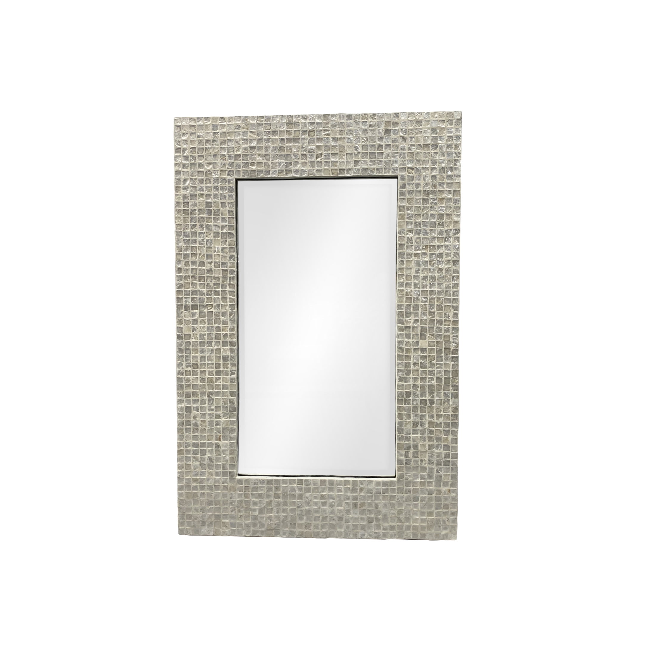 DecMode 24" x 36" Cream Handmade Mosaic Wall Mirror