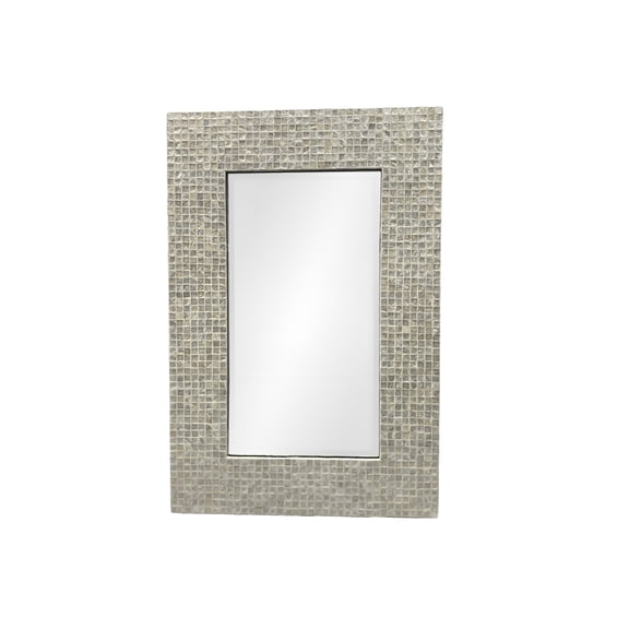 DecMode 24" x 36" Cream Handmade Mosaic Wall Mirror