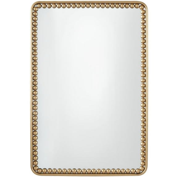 DecMode 24" x 36" Gold Rectangular Beaded Wall Mirror