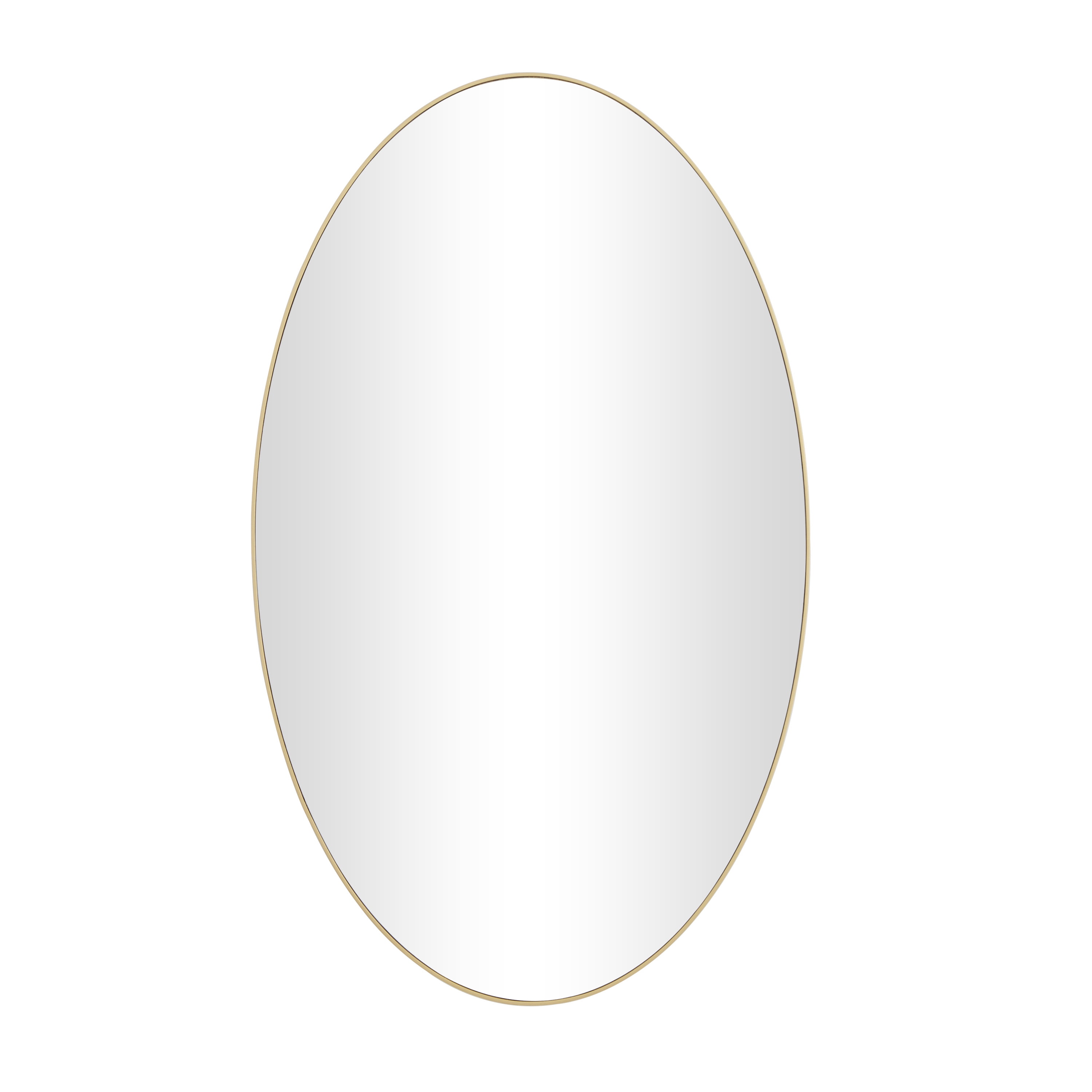 DecMode 24" x 40" Gold Oval Wall Mirror with Thin Minimalistic Frame