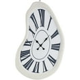 thumbnail image 1 of DecMode 24" x 40" White Wooden Abstract Wavy Wall Clock with Roman Numerals, 1 of 9