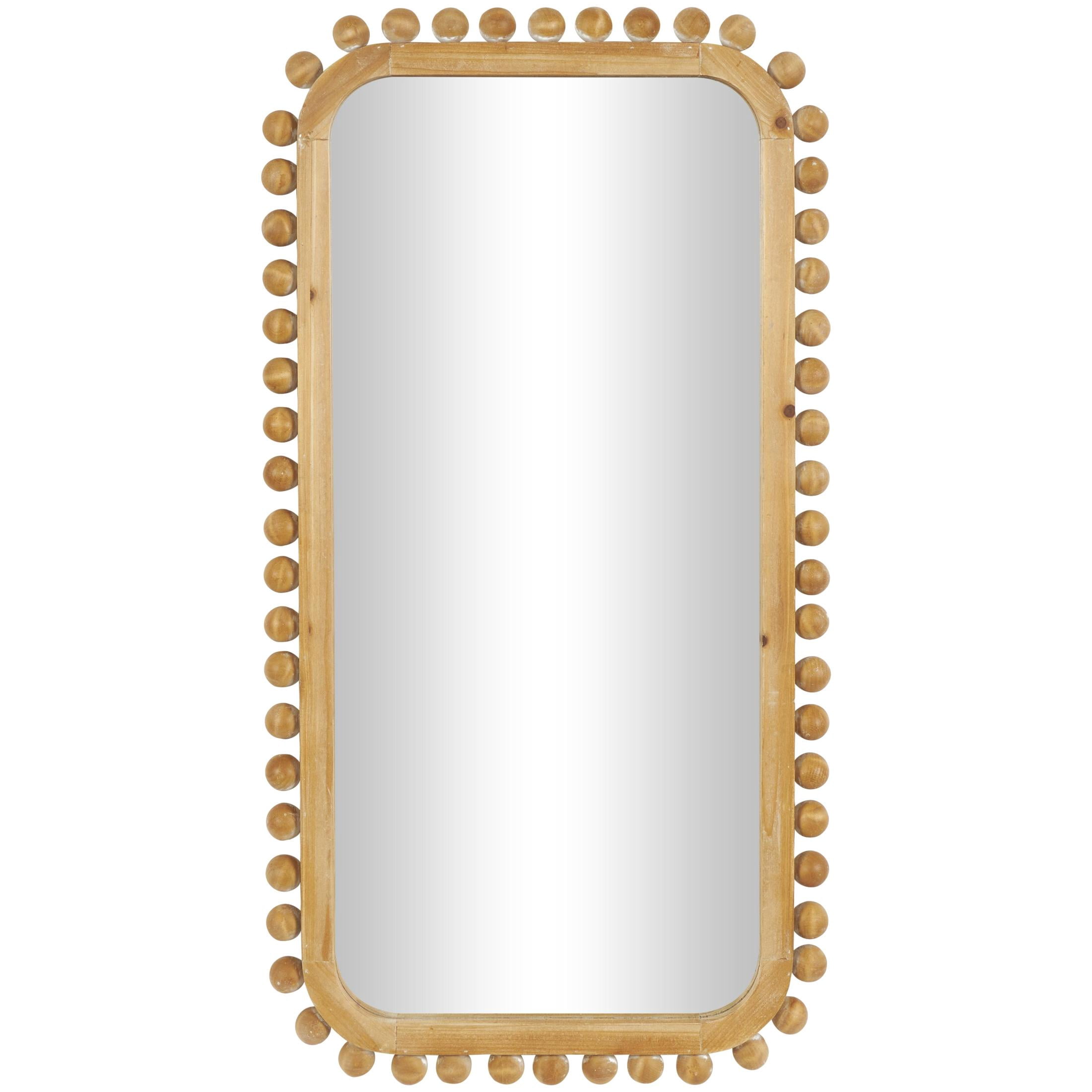 DecMode 24" x 45" Brown Wall Mirror with Beaded Frame