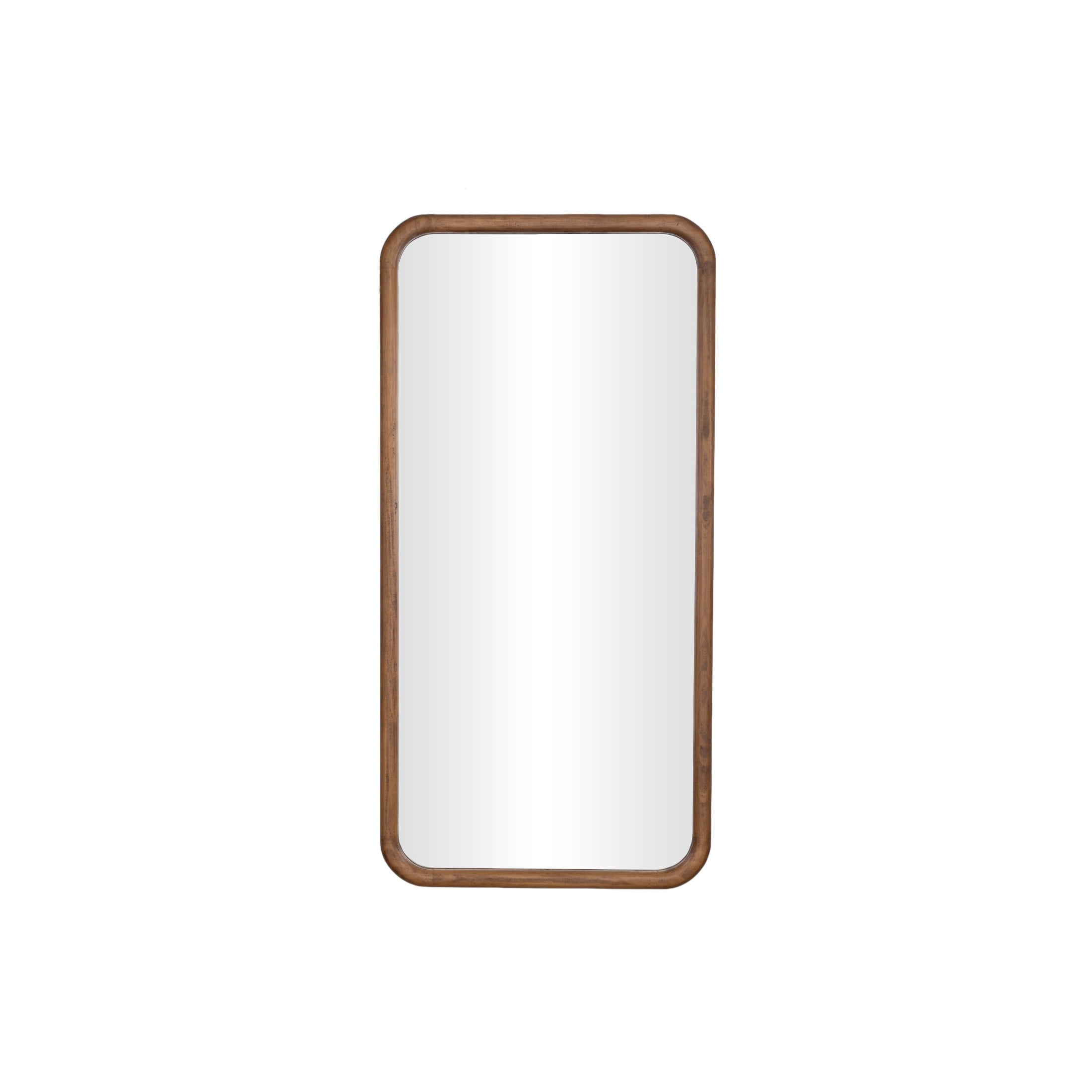 DecMode 24" x 47" Brown Handmade Wall Mirror with Natural Wood Grain and Deep Set Frame