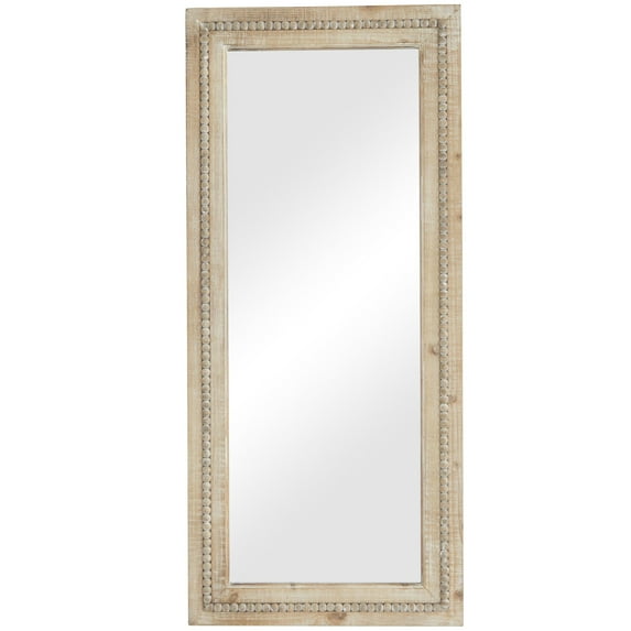DecMode 24" x 54" Brown Washed Beaded Wall Mirror