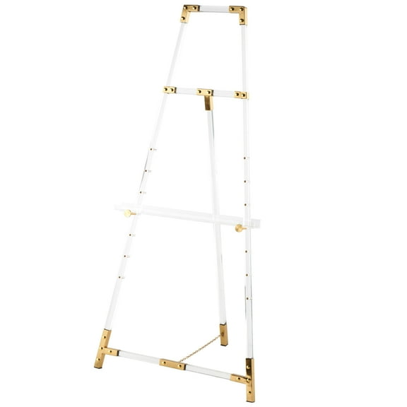DecMode 24" x 57" Clear Acrylic Plastic Tall Adjustable Floor 7 Tier Easel with Gold Accents, 1-Piece