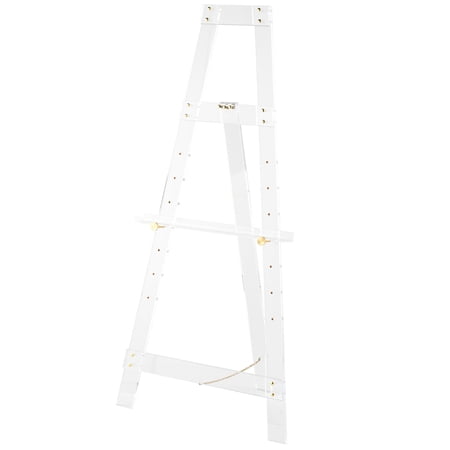 DecMode 24" x 57" Clear Acrylic Plastic Tall Adjustable Floor 7 Tier Easel with Gold Metal Hardware, 1-Piece
