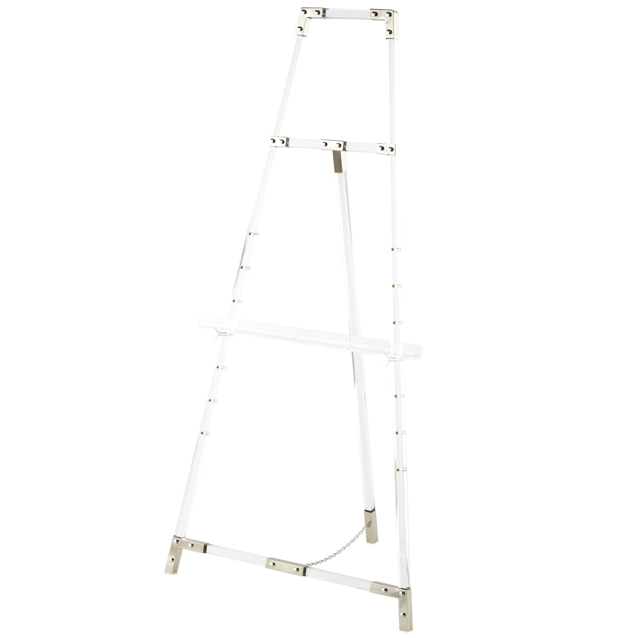 DecMode 24" x 57" Clear Acrylic Plastic Tall Adjustable Floor 7 Tier Easel with Silver Accents, 1-Piece