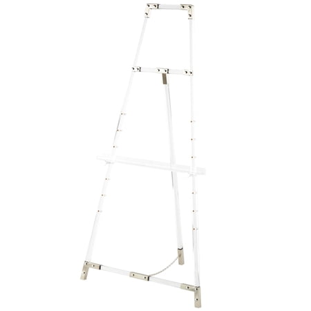 DecMode 24" x 57" Clear Acrylic Plastic Tall Adjustable Floor 7 Tier Easel with Silver Accents, 1-Piece