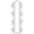 thumbnail image 1 of DecMode 24" x 63" White Wavy Abstract Wall Mirror with Layered Frame, 1 of 10