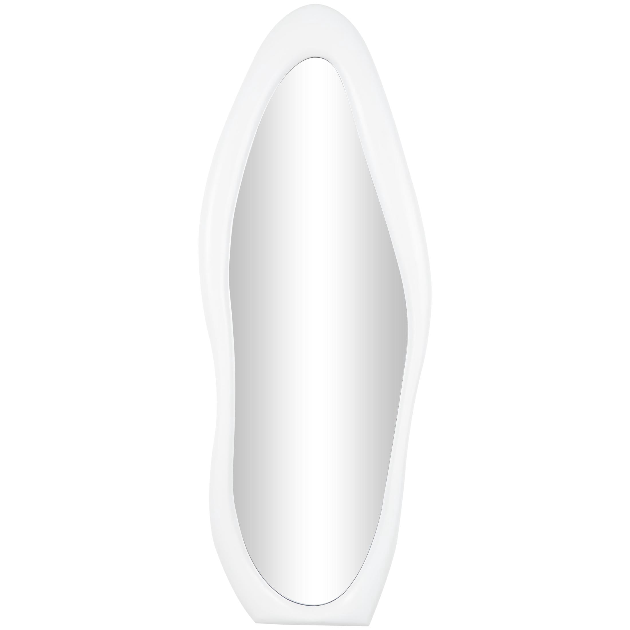 DecMode 24" x 63" White Wavy Abstract Wall Mirror