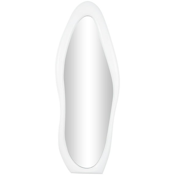 DecMode 24" x 63" White Wavy Abstract Wall Mirror