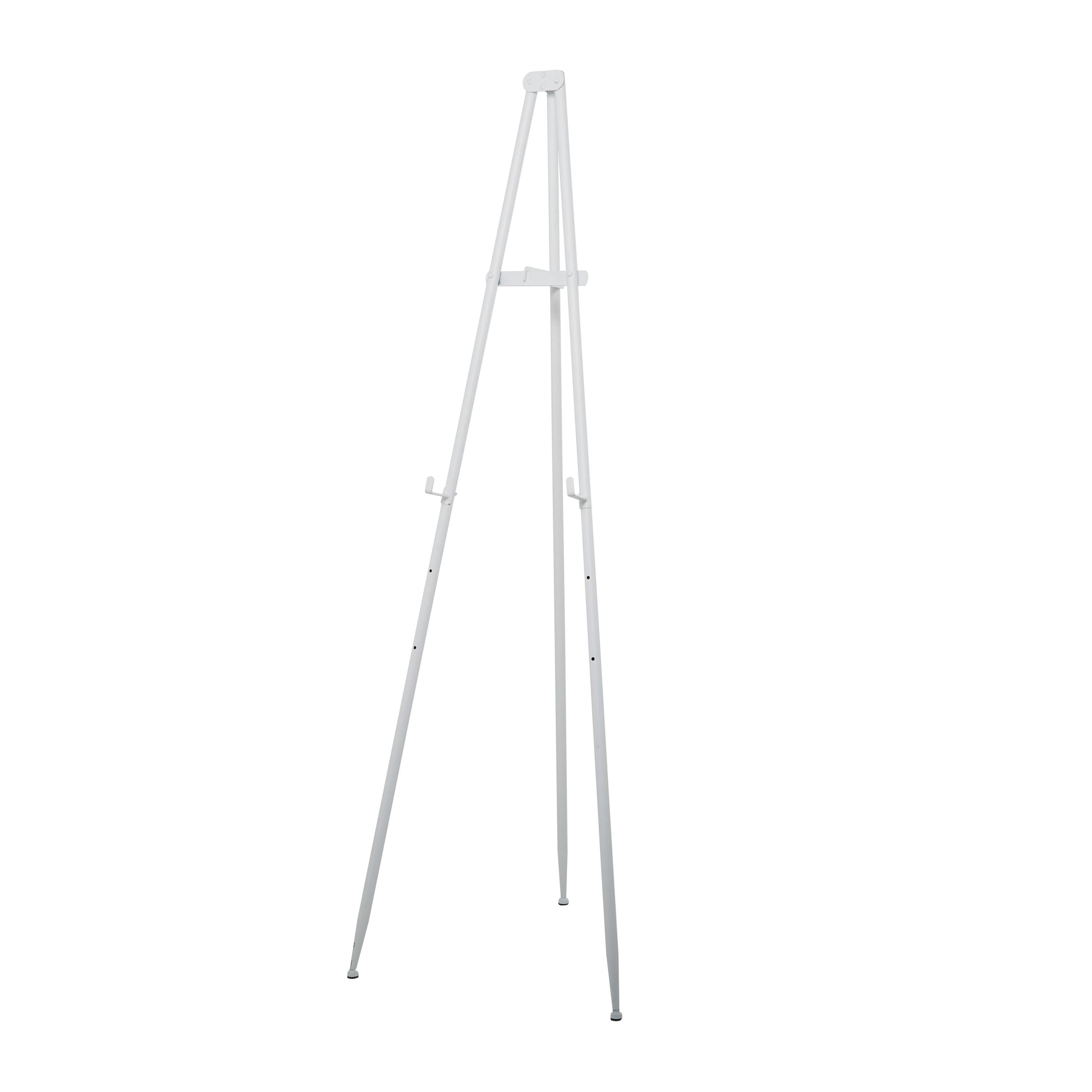 DecMode 24" x 70" White Metal Extra Large Adjustable 3 Tier Easel with Foldable Stand, 1-Piece