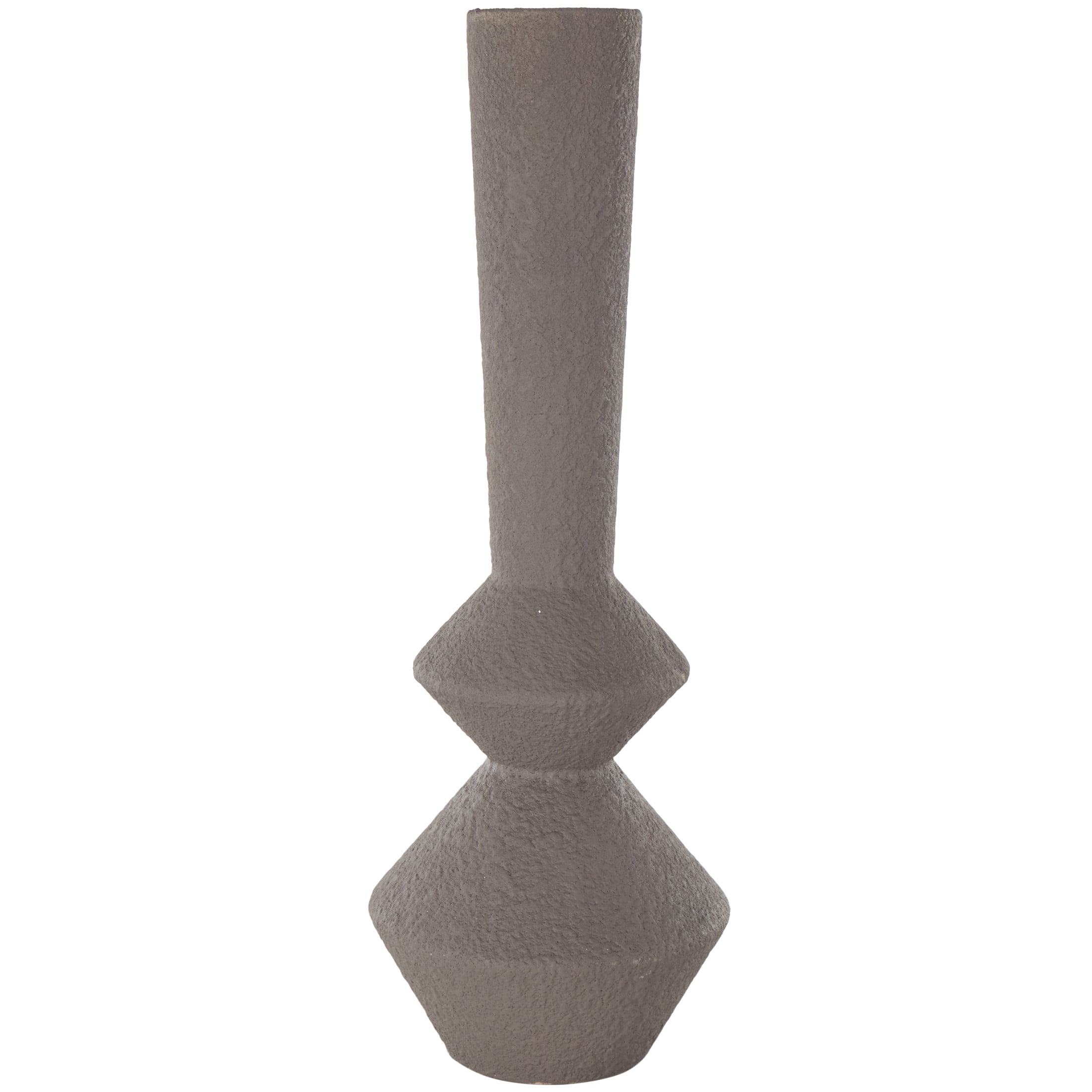 DecMode 25" Art Deco Fluted Dark Gray Metal Vase