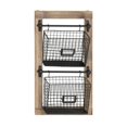 thumbnail image 1 of DecMode 25" Black Metal 2 Slot Suspended Wire Basket Magazine Rack Holder with Suspended Baskets and Label Slot, 1 of 13