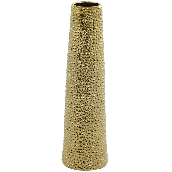 DecMode 25" Gold Ceramic Vase with Bubble Texture
