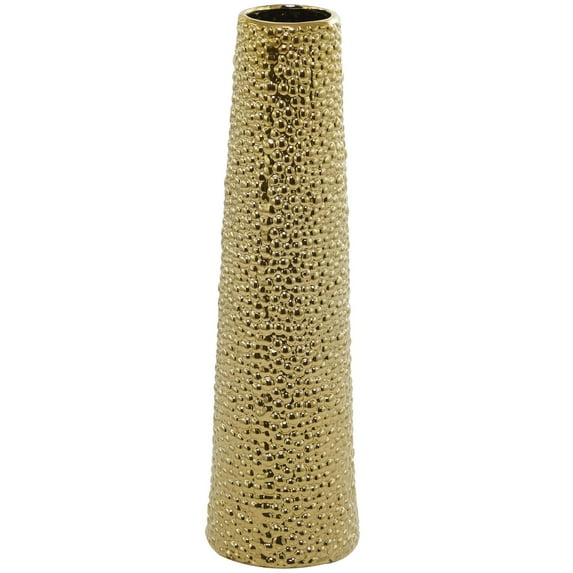 DecMode 25" Gold Ceramic Vase with Bubble Texture