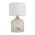 thumbnail image 1 of DecMode 25" Handmade Woven Beige Table Lamp with White Linen Shade, 1 of 10