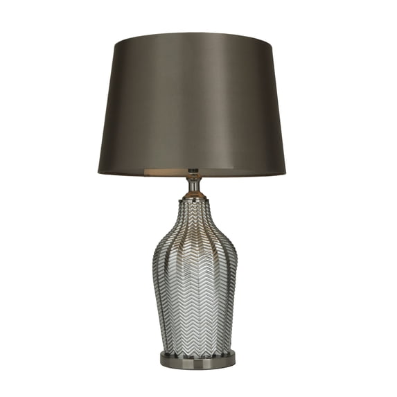 DecMode 25" Silver Table Lamp with Gray Linen Shade