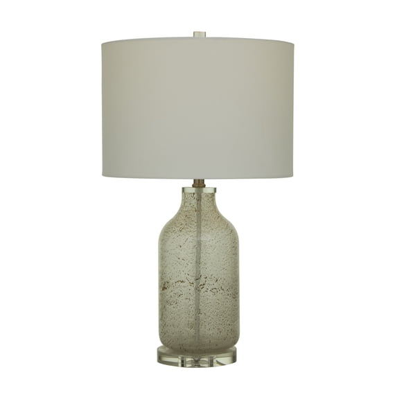 DecMode 25" Textured Gray Table Lamp with Cream Linen Shade (2 Count)