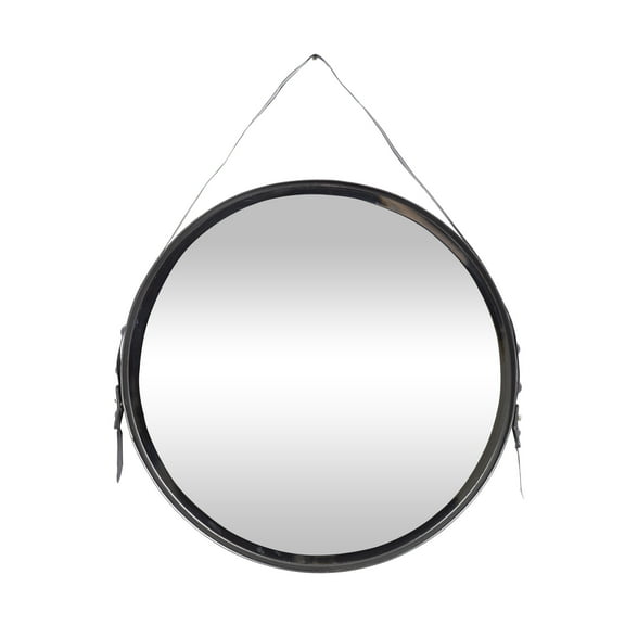 DecMode 25"W, 31"H Round Wall Mirror, Black