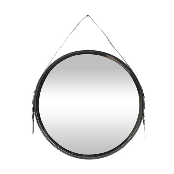 DecMode 25"W, 31"H Round Wall Mirror, Black