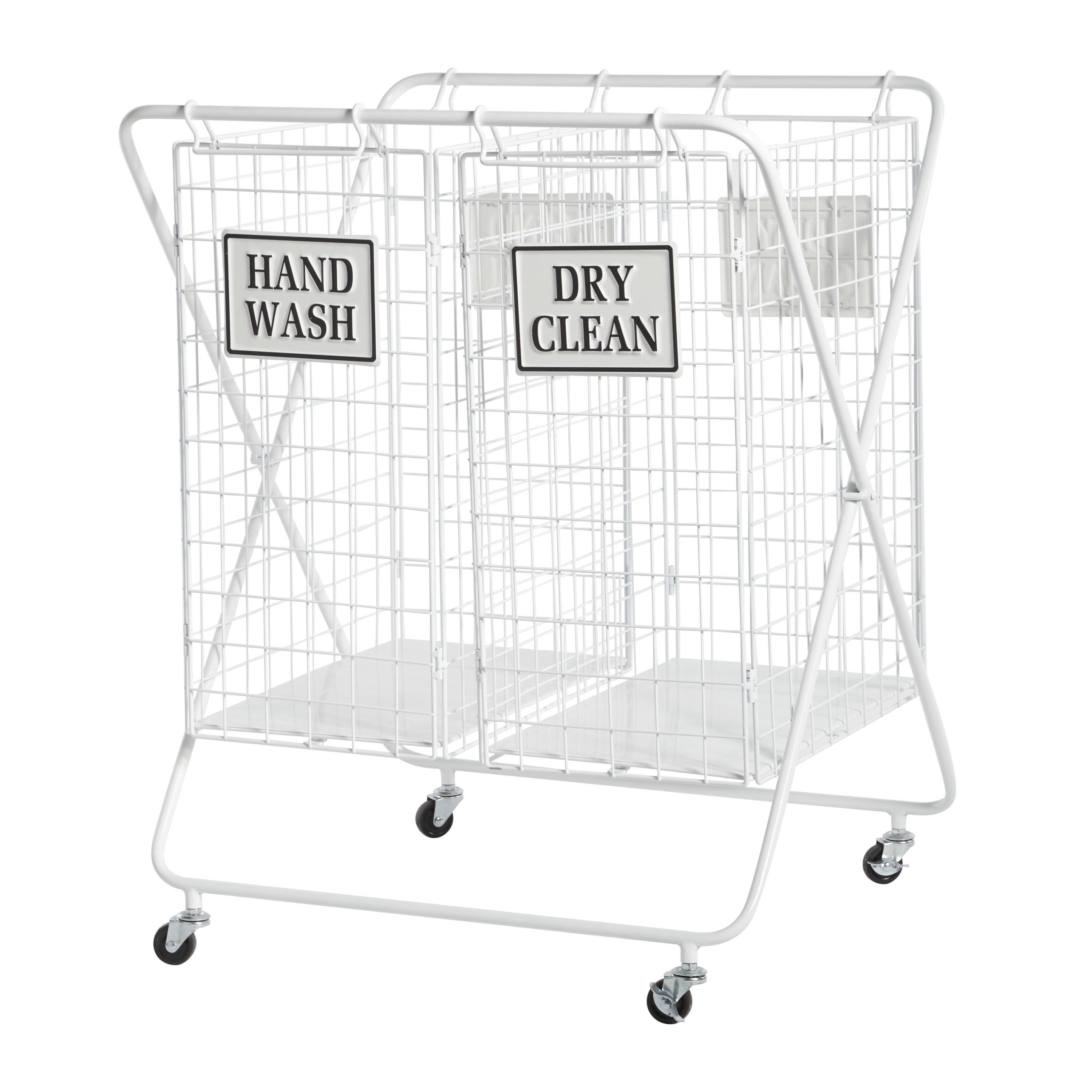 DecMode 25" x 32" White Metal Farmhouse Storage Basket, 1 - Piece