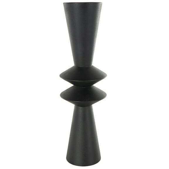 DecMode 26" Art Deco Fluted Black Metal Vase