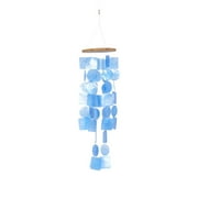 DecMode 26" Blue Capiz Shell Waterfall Geometric Windchime