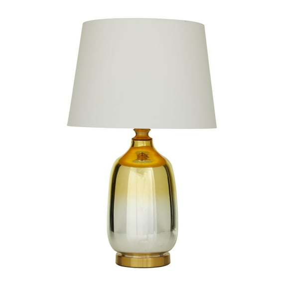 DecMode 26" Gold Table Lamp with White Microfiber Shade